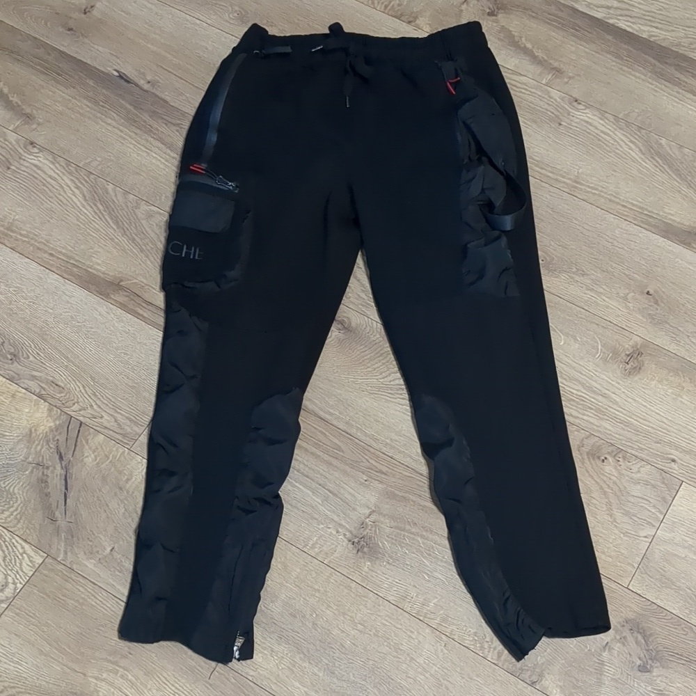 VIE + Riche Men's Jogger  Slim Leg Sweatpants Black-Red Size XL